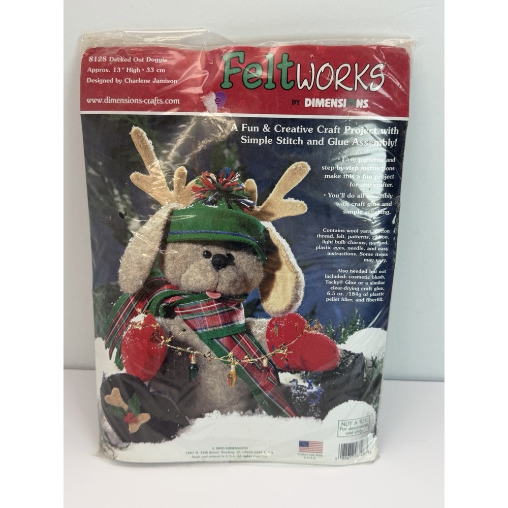 Dimensions Decked Out Doggie  by Charlene Jamison Christmas Kit 13" High #8128